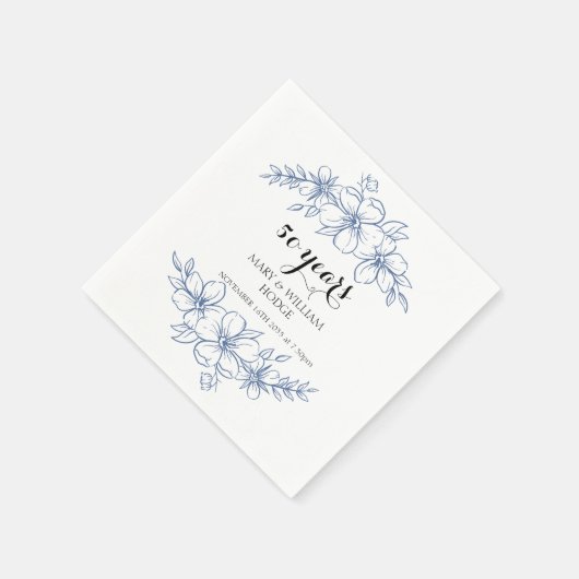 Lavendel paarse bloemetjes 50e trouwdag servet (Hoek)