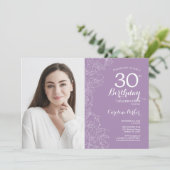 Lavendel Paarse bloemfoto 30e verjaardag Kaart (Staand voorkant)