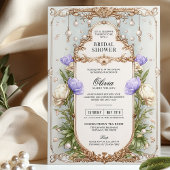 Lavendel Paarse  Bloemig Goud Vrijgezellenfeest Kaart