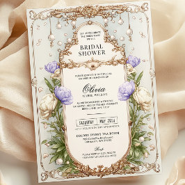 Lavendel Paarse  Bloemig Goud Vrijgezellenfeest Kaart