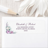 Lavendel Paarse Bloemige Retouradres Sticker (Insitu)