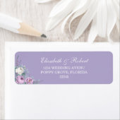 Lavendel Paarse Bloemige Retouradreslabel Etiket (Insitu)