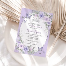 Lavendel Paarse Bloemige Vlinders Quinceañera
