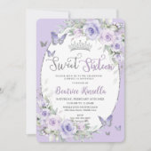 Lavendel Paarse Bloemige Vlinders Sweet Sixteen Kaart (Voorkant)