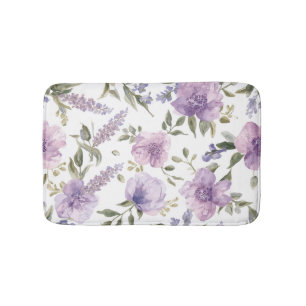 Lavendel Paarse Bloemige Waterverf Botanisch Badmat