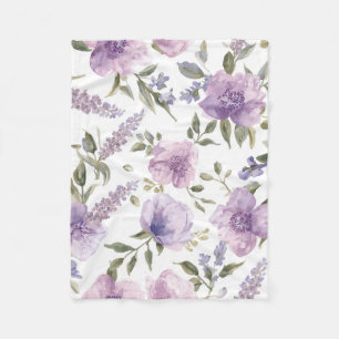 Lavendel Paarse Bloemige Waterverf Botanisch Fleece Deken