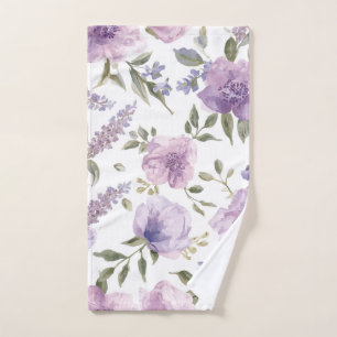 Lavendel Paarse Bloemige Waterverf Botanisch Handdoek