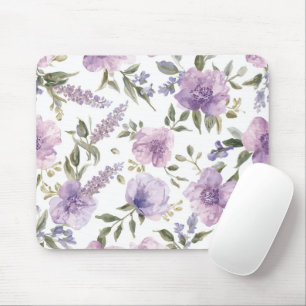 Lavendel Paarse Bloemige Waterverf Botanisch Muismat