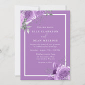 Lavendel Paarse Bloemige Witte Rand Trouw  Kaart (Voorkant)