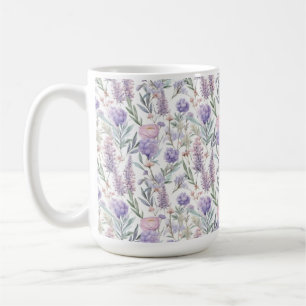 Lavendel Paarse Bloemmotief Cottagecore  Koffiemok
