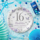 Lavendel Paarse bloemvlinders zoet 16 Papieren Bordje (Feest)