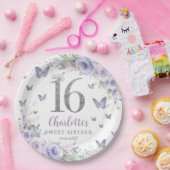 Lavendel Paarse bloemvlinders zoet 16 Papieren Bordje (Feest)