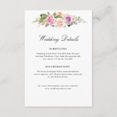 Lavendel paarse & blush bloemenbruiloft details informatiekaartje (Voorkant)