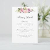 Lavendel paarse & blush bloemenbruiloft details informatiekaartje (Staand voorkant)