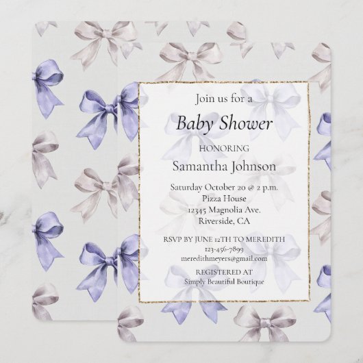 Lavendel Paarse Bogen Baby shower Kaart (Voorkant / Achterkant)