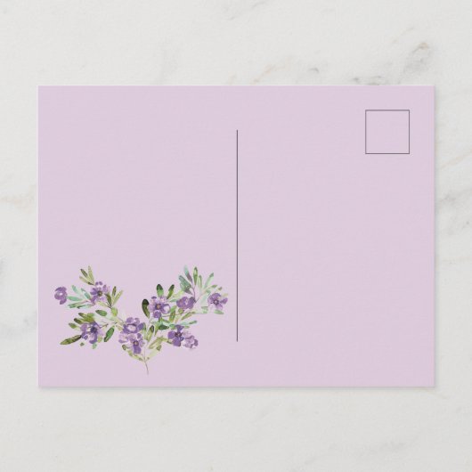Lavendel Paarse Botanische Krans Sla de Datum Op Briefkaart (Achterkant)