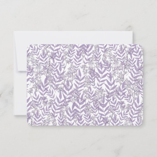 Lavendel Paarse bruiloft botanisch Kaart (Achterkant)