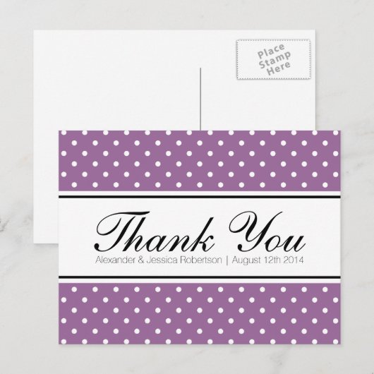 Lavendel paarse bruiloft dank u briefkaarten (Voorkant / Achterkant)