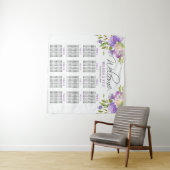 Lavendel Paarse bruiloft zitgrafiek Welkom Wandkleed (In Situ (horizontaal))