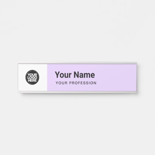 Lavendel Paarse Business Logo Naam Beroep Deurbordje (Voorkant)