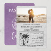 Lavendel Paarse Cancun Paspoort bruiloft Kaart (Voorkant / Achterkant)