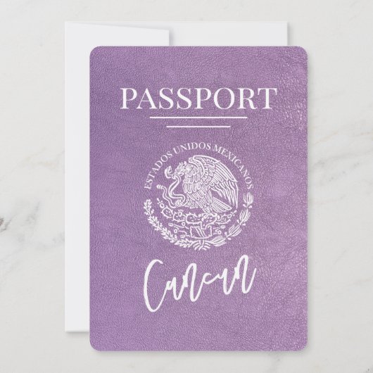 Lavendel Paarse Cancun Paspoort bruiloft Kaart (Achterkant)