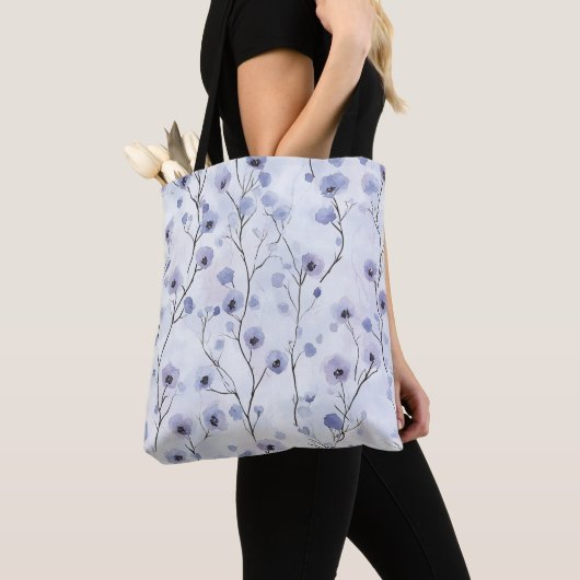 Lavendel Paarse Chic Flowers Tote Bag (Dichtbij)