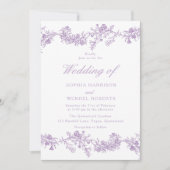 Lavendel Paarse Chinoiserie Elegant Huwelijk Kaart (Voorkant)