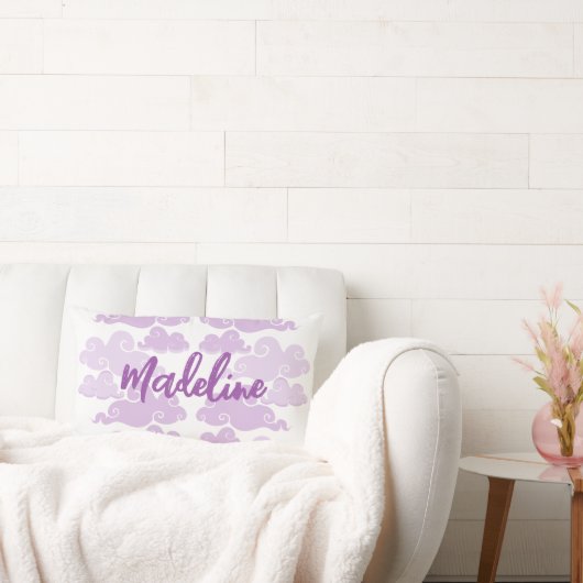 Lavendel Paarse Chinoiserie Wolken Naam Kussen (Bank)