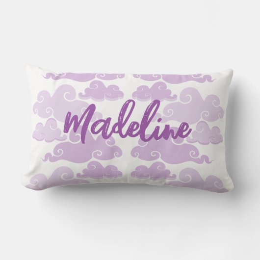 Lavendel Paarse Chinoiserie Wolken Naam Kussen (Voorkant)