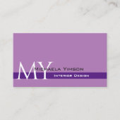 Lavendel Paarse Classic met Initialen Professionee Visitekaartje (Voorkant)