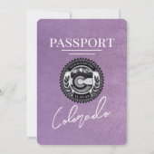 Lavendel Paarse Colorado Passport Wedding Kaart (Achterkant)