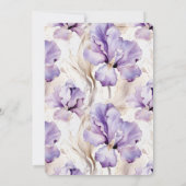 Lavendel Paarse Crème Iris Bloemen Bruiloft Kaart (Achterkant)