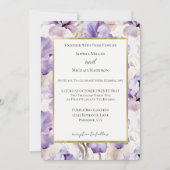 Lavendel Paarse Crème Iris Bloemen Bruiloft Kaart (Voorkant)