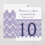 Lavendel Paarse Damask Trouwtafel Nummer Kaart (Voorkant / Achterkant)