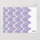 Lavendel Paarse Damask Trouwtafel Nummer Kaart (Achterkant)