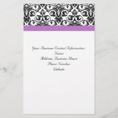 Lavendel Paarse Damast Zwart/Wit Flyer (Achterkant)