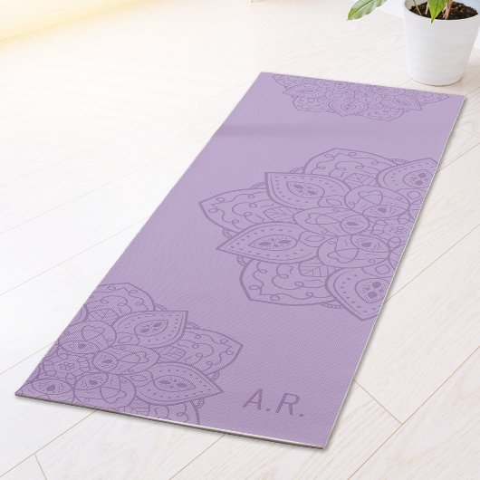 Lavendel Paarse Decoratieve Mandala Met Initialen Yogamat