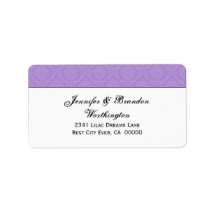 Lavendel Paarse Diamond Damask Bruiloft Collectie Etiket