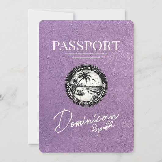 Lavendel Paarse Dominicaanse Republiek paspoort Save The Date (Voorkant)