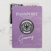 Lavendel Paarse Duitsland Paspoort Bewaar de datum Save The Date (Voorkant / Achterkant)