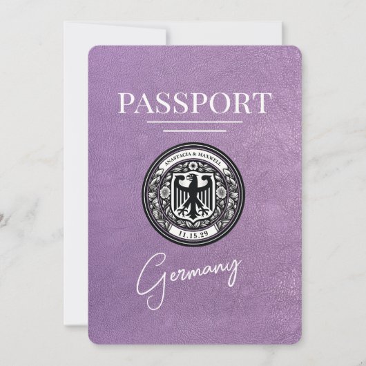 Lavendel Paarse Duitsland Paspoort Bewaar de datum Save The Date (Voorkant)