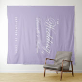 Lavendel Paarse Eenvoudige Script Trouwachtergrond Wandkleed (In Situ (horizontaal))