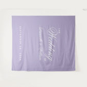 Lavendel Paarse Eenvoudige Script Trouwachtergrond Wandkleed (Voorkant (horizontaal))