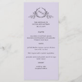 Lavendel Paarse Elegant Monogram Bruiloft Menu (Voorkant)