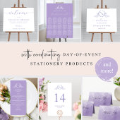 Lavendel Paarse Elegant Monogram Bruiloft Menu