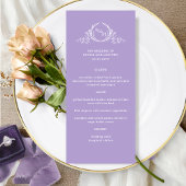 Lavendel Paarse Elegant Monogram Bruiloft Menu
