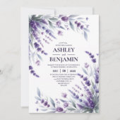 Lavendel Paarse Elegante Bloemen Waterverf Kaart (Voorkant)