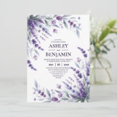 Lavendel Paarse Elegante Bloemen Waterverf Kaart (Staand voorkant)