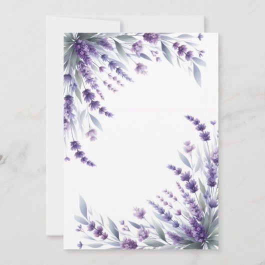 Lavendel Paarse Elegante Bloemen Waterverf Kaart (Achterkant)